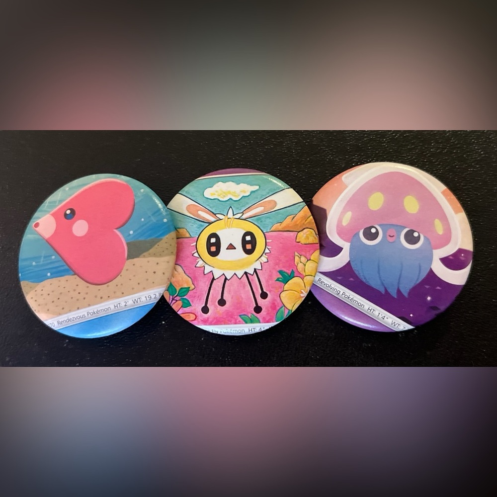 Pokémon Button 3 Pack Handmade